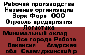 Рабочий производства › Название организации ­ Ворк Форс, ООО › Отрасль предприятия ­ Логистика › Минимальный оклад ­ 25 000 - Все города Работа » Вакансии   . Амурская обл.,Селемджинский р-н